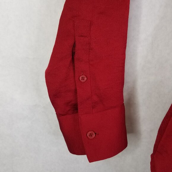 Express Portofino Button Up Camp Shirt Women's M Sleeve Slim Fit Red Pockets - Picture 3 of 12